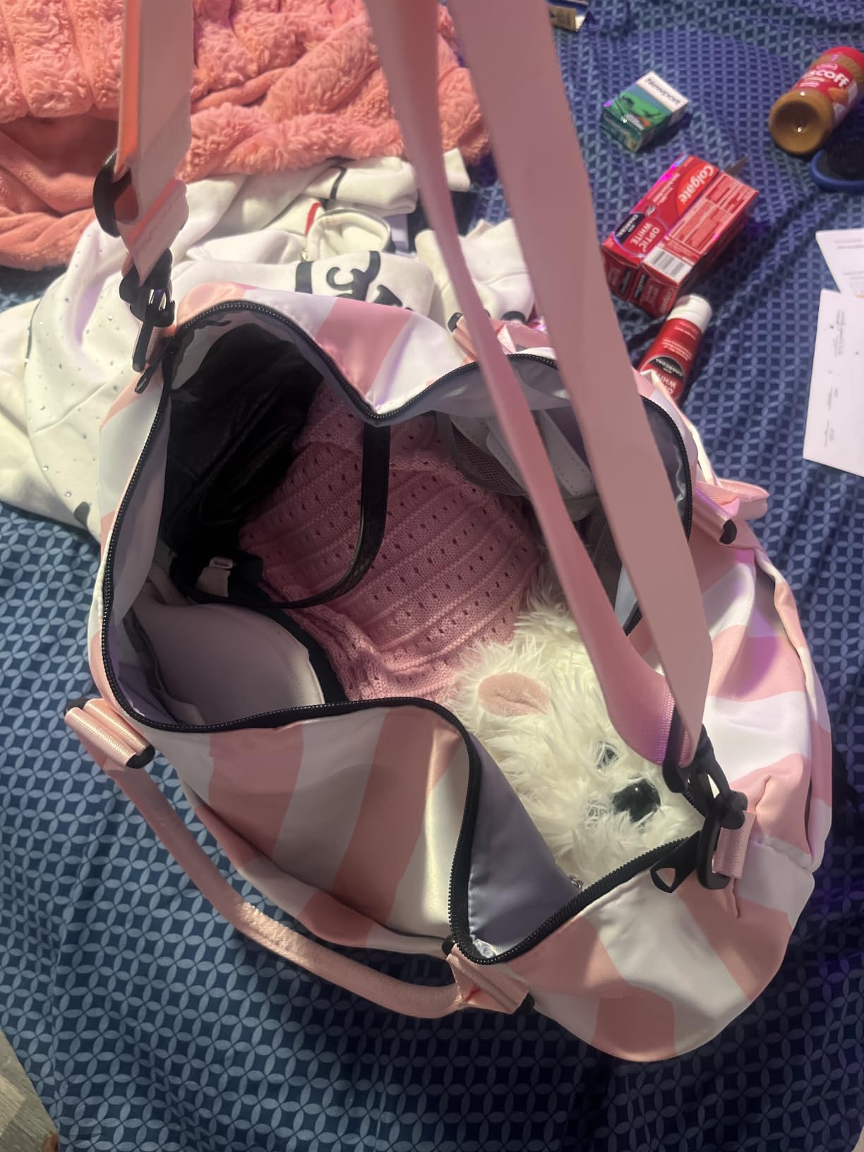 TOPBAG Travel Duffle Bag, Waterproof Weekender Carry On Tote Bags for Women, Sport Gym Bag for Men, Hospital Bag for Labor and Delivery, Overnight Luggage Bag with Trolley Sleeve Coral Pink customer photo 2