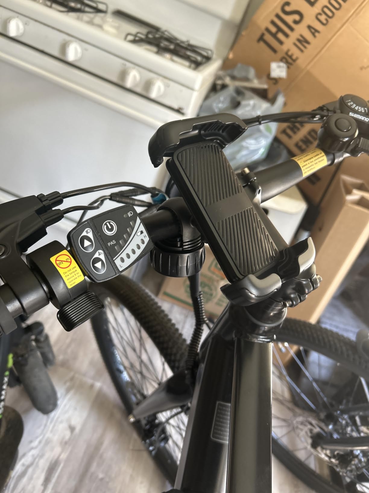 LISEN Bike Phone Holder, [Super Easy Install] Motorcycle Phone Mount Ebike Accessories Bicycle Handlebar Holder Mount Gifts for Adults Kids Men Mountain Mini Bike Scooter Gear Accessories, Black customer photo 2