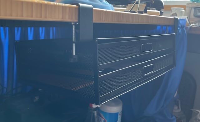 Under Desk Drawer Organizer Clamp-On, Mesh Metal Attachment, 1 Drawer Slide Out, On or Under Desk Organizer for Office Supplies & Home Essentials customer photo 2