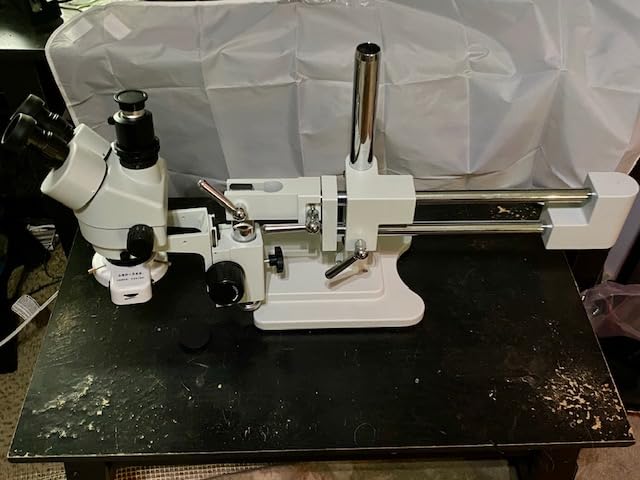 Professional Trinocular Stereo Zoom Microscope, 3.5X-90X Magnification,WF10X Eyepieces, 0.7X-4.5X Zoom,0.5X & 2.0X Auxiliary Lens, Double-Arm Boom Stand, 56S LED Ring Light,Two adapters customer photo 2