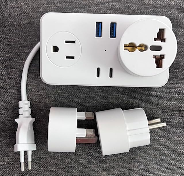 Kakyanill European Travel Plug Adapter, EU/UK/US Travel Plug Adapter Power Strip, 6 AC Outlets, 4 USB Ports (2 USB C), 3ft Wrapped Around Extension Cord, Universal Travel Adapter customer photo 2