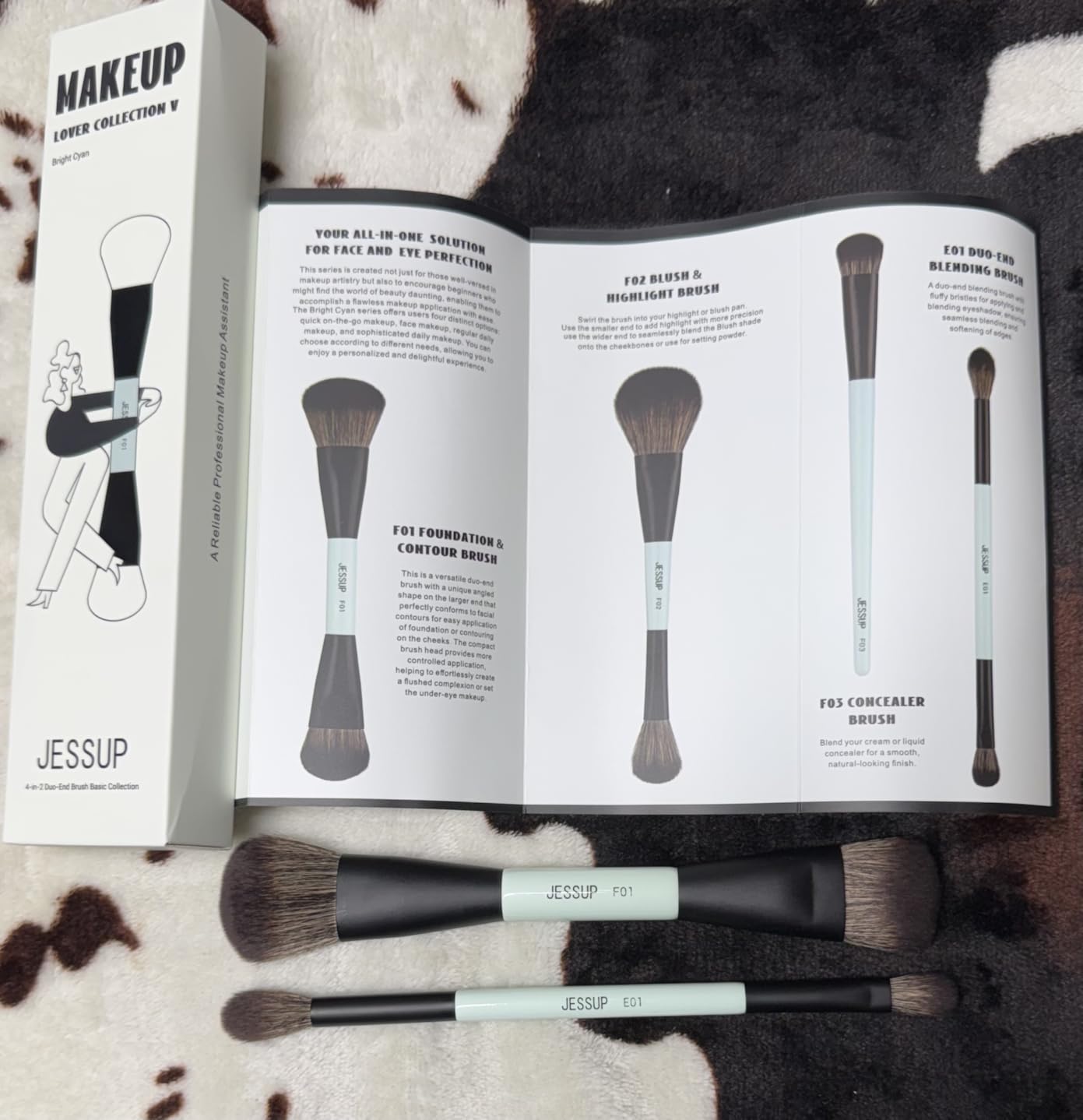 Jessup Makeup Brushes Set 10pcs Double Sided Face & Eye Makeup Brushes T500 customer photo 1