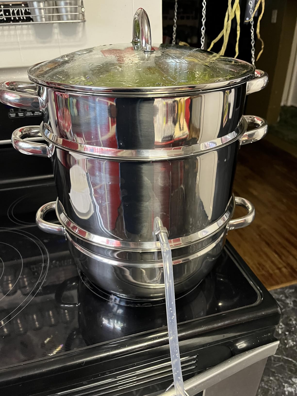 FOHERE 11Qt Steam Juicer Extractor Stainless Steel, Juice Steamer Pot for Fruit & Vegetables with Glass Lid, Hose, Clamp, Loop Handles, Ideal for Making Fresh Juice, Jelly, and Sauces customer photo 1
