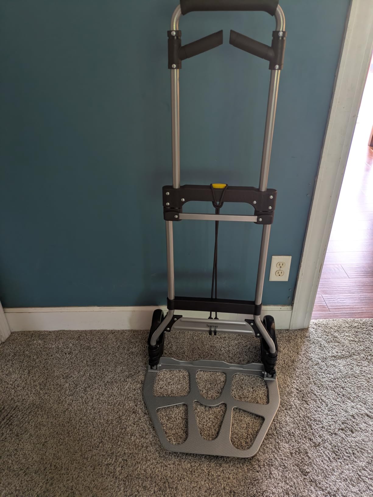 Teprovo Folding Hand Truck Dolly Cart,340LB Capacity Portable Aluminum Dolly Cart with Telescoping Handle and 7 Inch Rubber Wheels for Moving,Shopping,Travel,Office Use customer photo 2