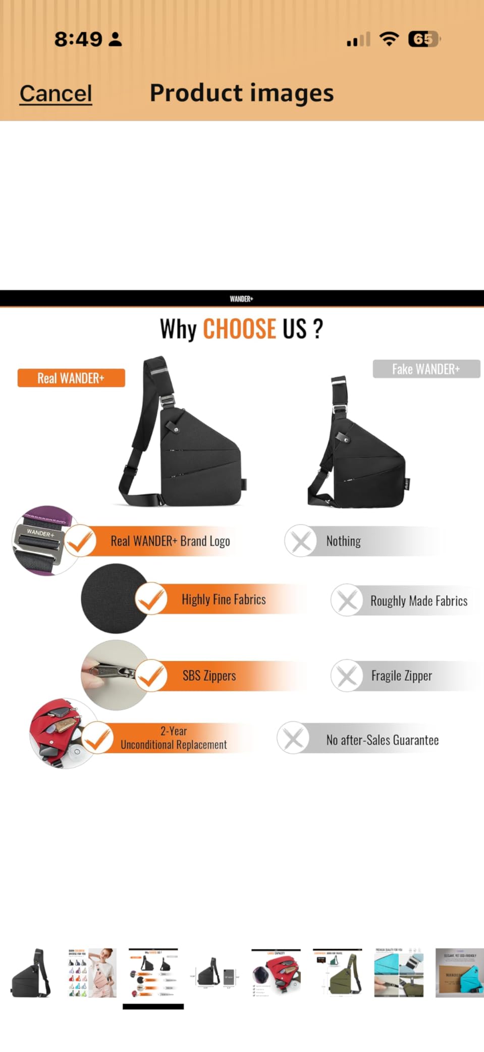 WANDER+® Anti Theft Crossbody Travel Bag for Women Men, Multi-Pocket Crossbody Bag, Slim Sling Bag customer photo 2
