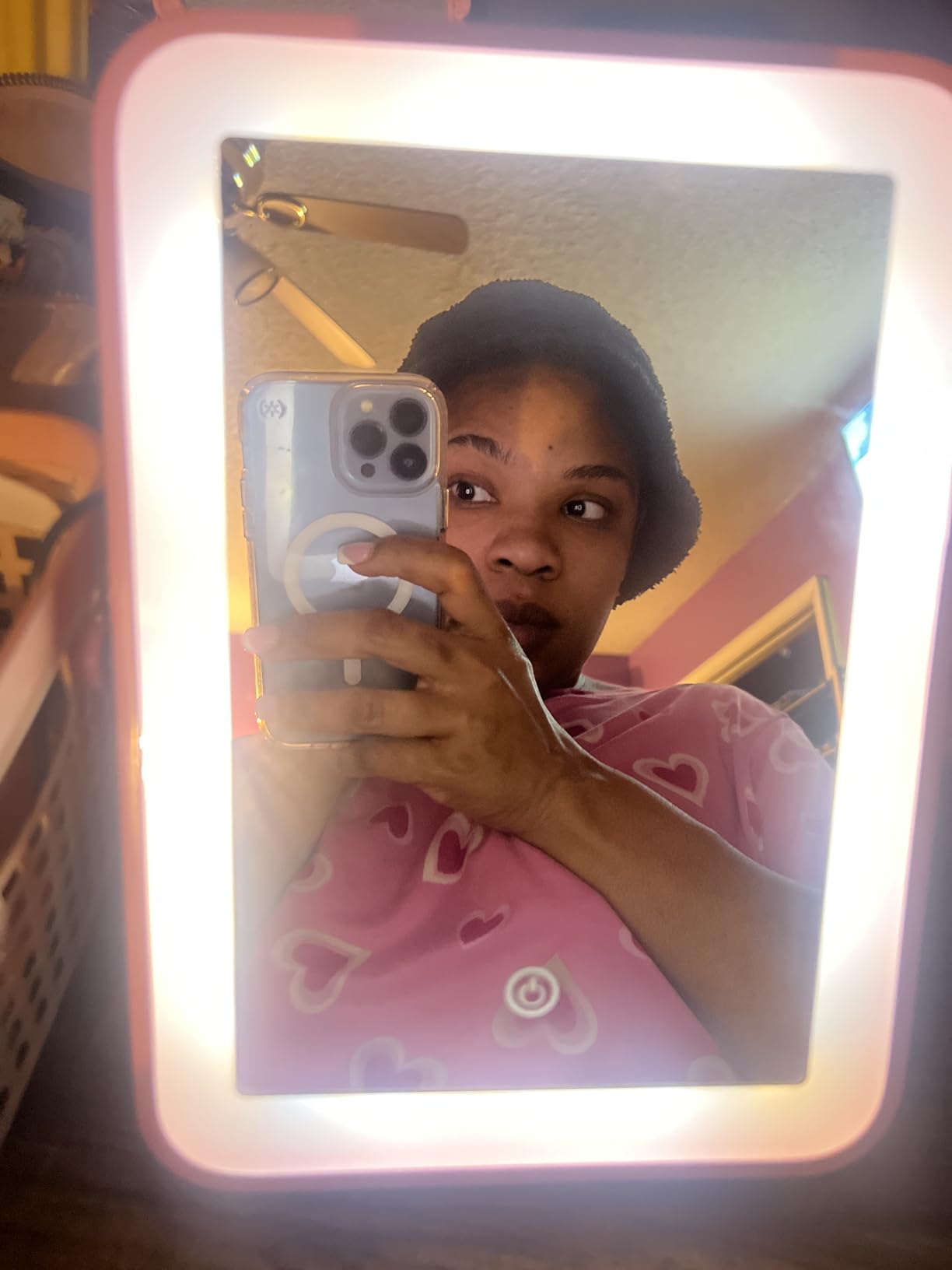 YEKKOPT Travel Makeup Mirror with Lights, Portable Small Beauty LED Vanity Mirror with Lights, 1200mAh Battery, Dimmable Touch Screen, Tabletop Folding Compact Mirror,Women Gift customer photo 1