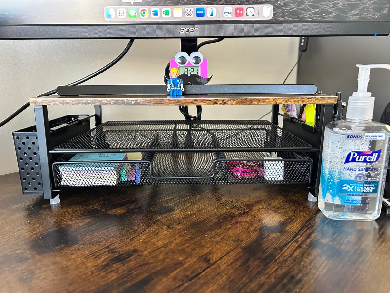 gianotter Desk Organizers and Accessories, Monitor Stand with Drawer and 2 Pen Holder, Desktop Organizer Suitable for Offices and Dormitories (Wood) customer photo 2