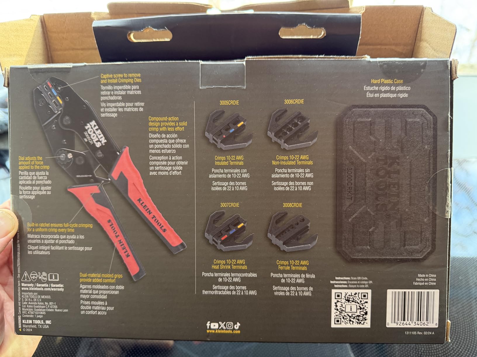 Klein Tools 3000CRKIT Ratchet Crimping Tool Set, 4 Interchangeable Dies for Heat Shrink, Insulated & Ferrule Connectors, Black/Orange customer photo 2