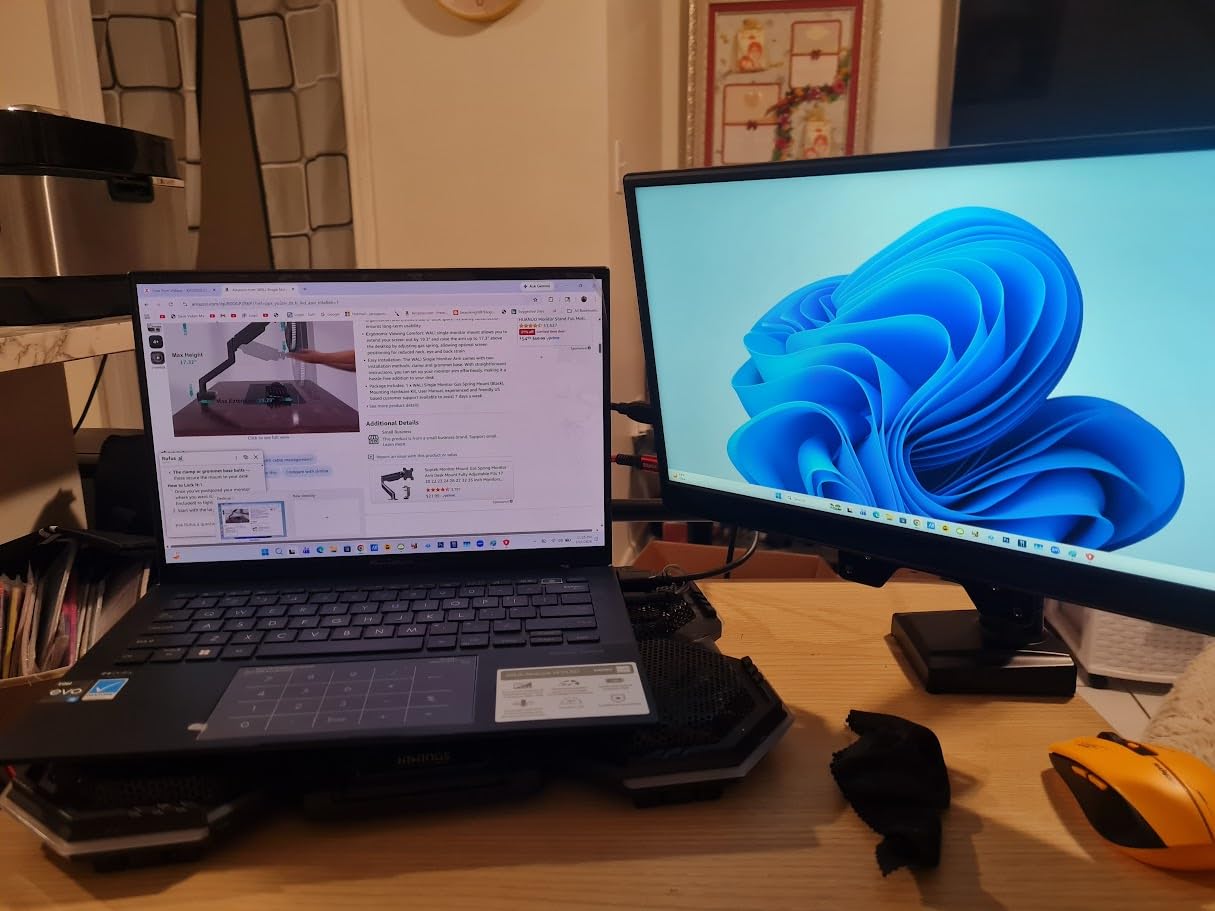 WALI Adjustable Single Monitor Arm for 13-34 inch Screens, up to 26.4 lbs customer photo 1