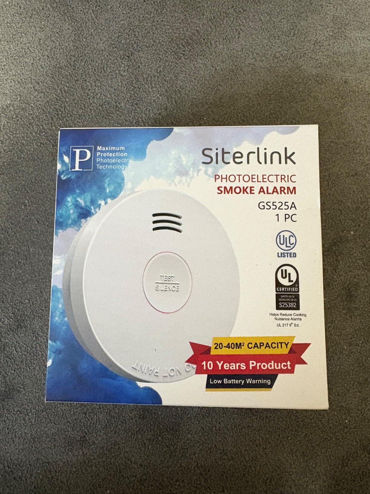SITERLINK Smoke Detectors 10 Year Battery Backup,GS525A 1 Pack customer photo 1