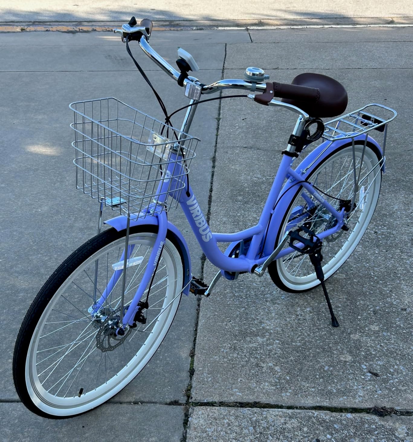 VIRIBUS Womens Bike, Lightweight Aluminum Beach Cruiser Bike for Women 7 Speed 24/26inch with Front Basket & Rack, Step-Through City Commuter Bicycle for Ladies Seniors customer photo 1