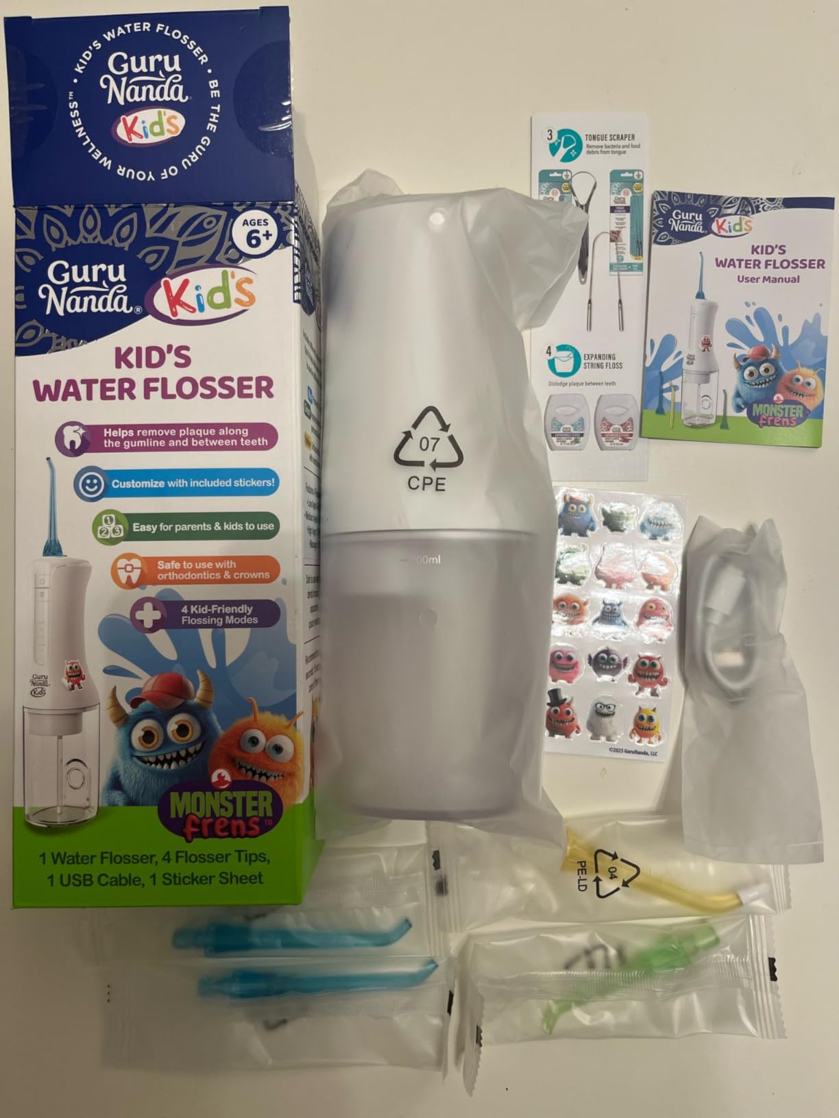 GuruNanda Kids Water Flosser Cordless, Braces-Friendly, Ages 6+, White, 1ct customer photo 2