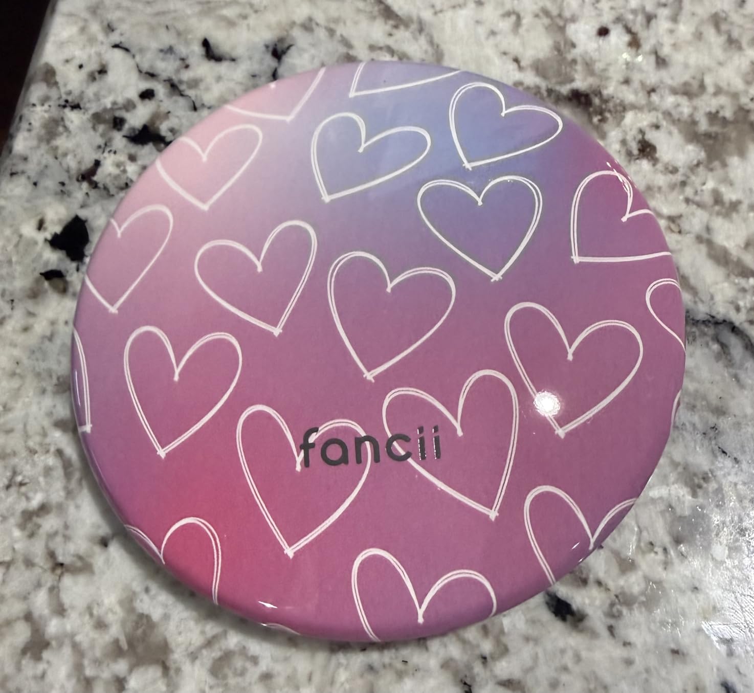 Fancii Taylor LED Lighted Travel Makeup Mirror, Rechargeable, 10x /1x Magnifying, Tru-Glow Lighting System, XL Large 5” Wide | Compact Mirror for Purses (Marble Rose) customer photo 1