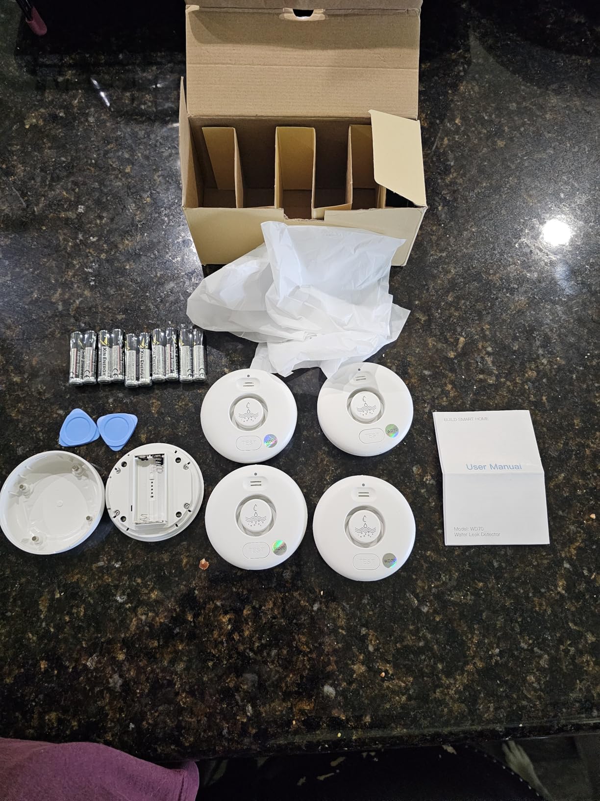 5 Pack Water Leak Alarm Detector, 120dB Loud Alert, IP66 Waterproof customer photo 2