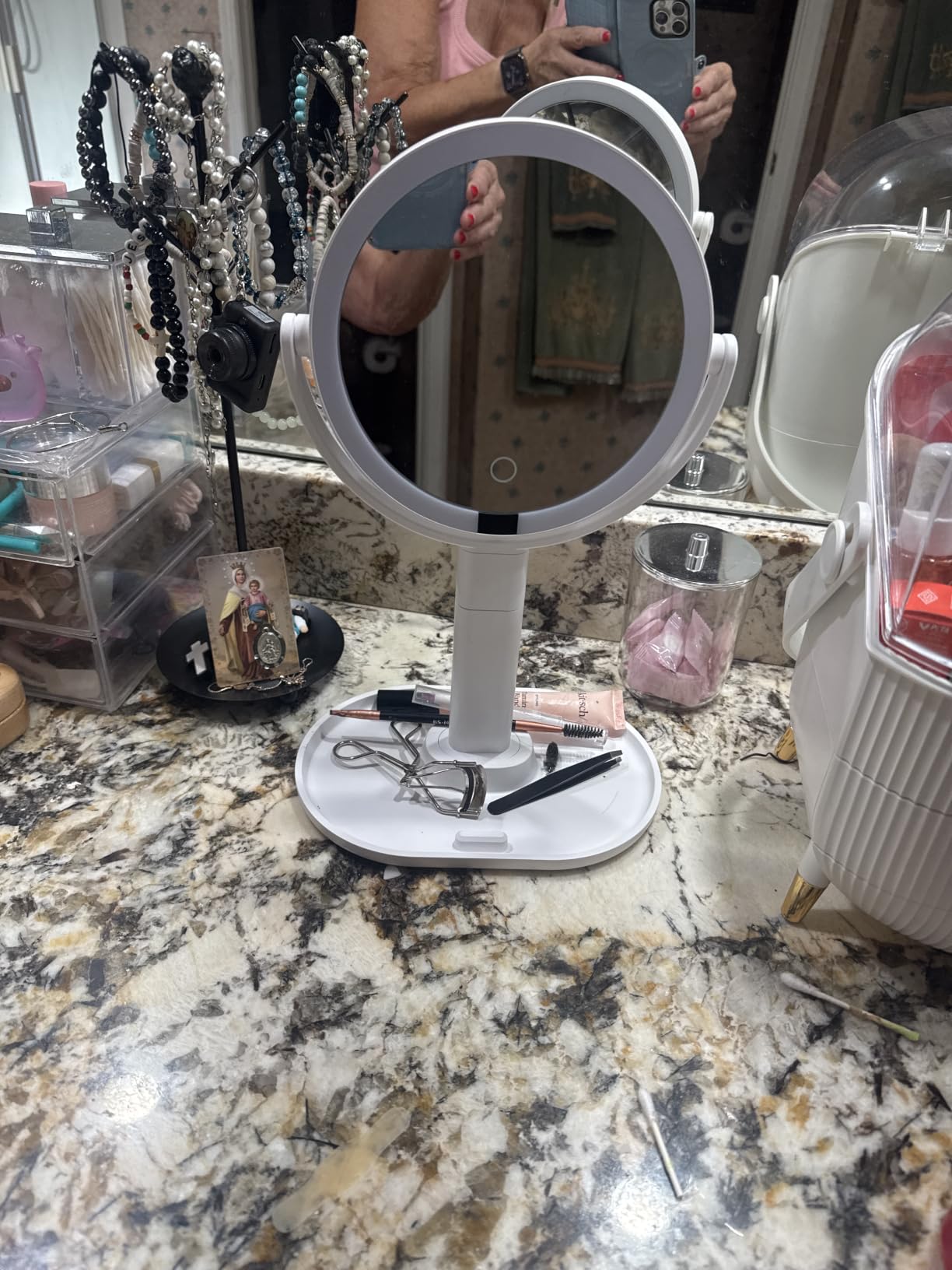 B Beauty Planet Makeup Mirror, Double-Sided Lighted Magnifying Mirror 30X customer photo 1