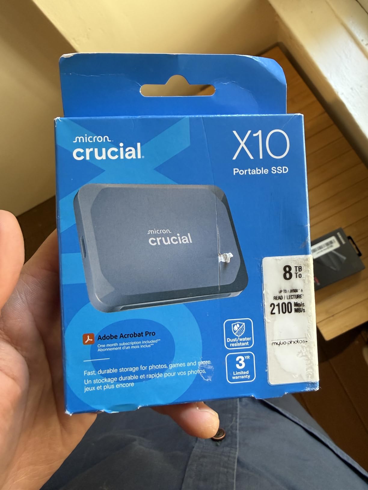 Crucial X10 1TB Portable SSD, Up to 2,100MB/s, USB 3.2 USB-C, External Solid State Drive, Compatible with Windows, Mac & Android, Durable Storage for Games, Photos & Files, Blue - CT1000X10SSD9-02 customer photo 2