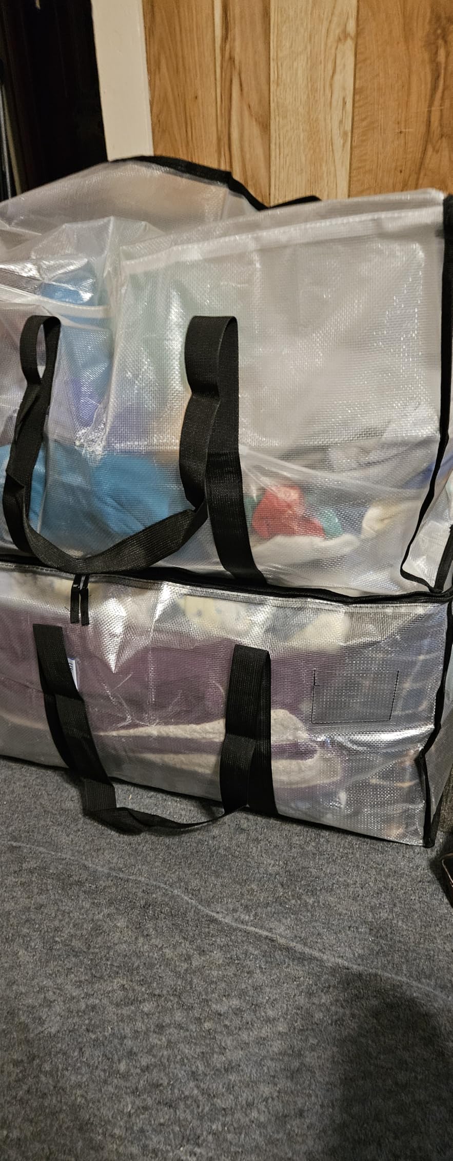 8 Pack Extra Large Clothes Storage Bins with Lids, Moving Bags, Clear customer photo 2