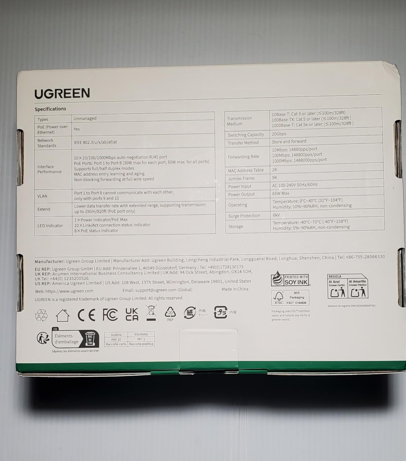 UGREEN Ethernet Switch, 10-Port PoE Switch, 8 PoE+@60W + 2 Gigabit Uplink customer photo 1