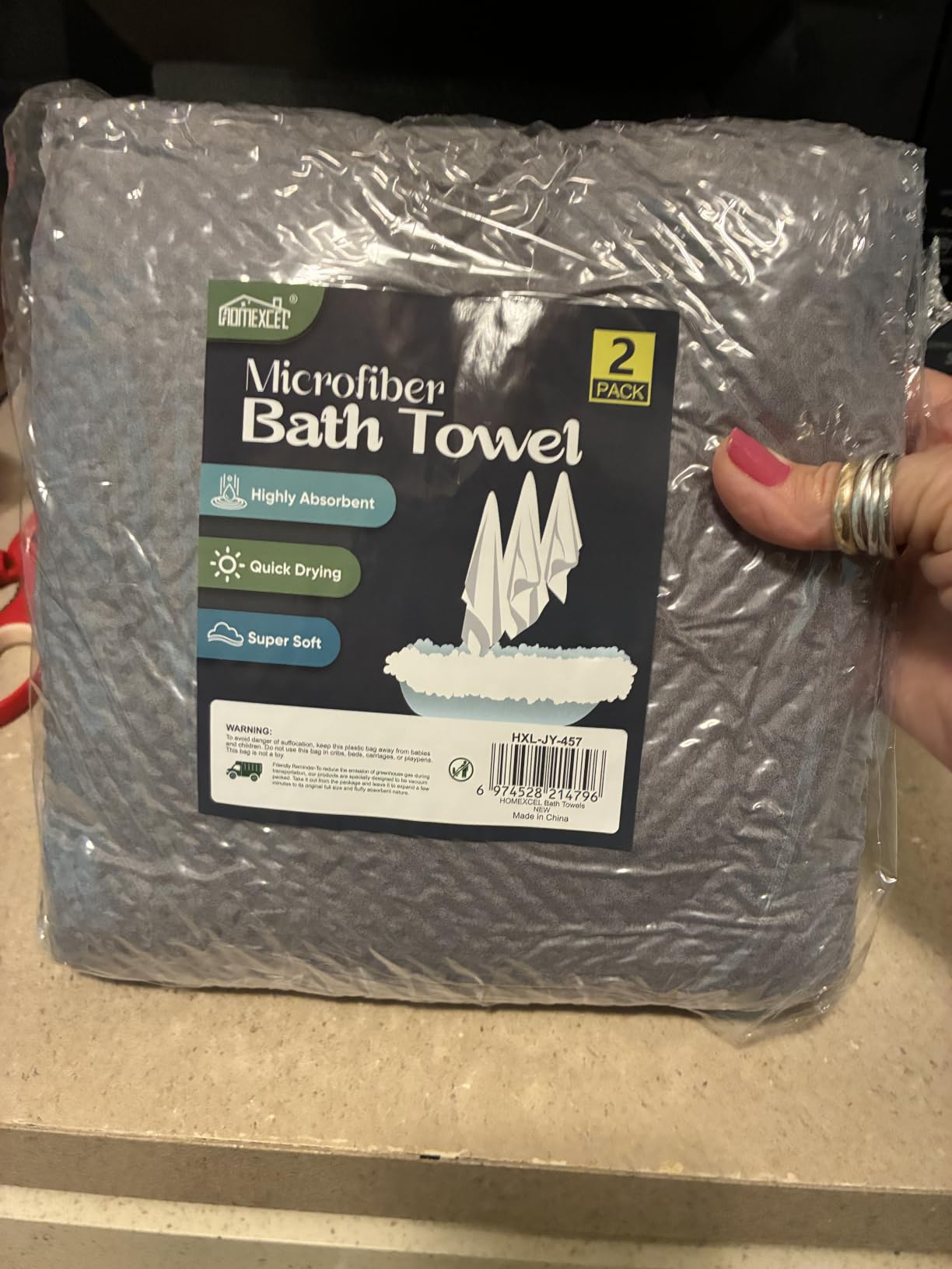 HOMEXCEL Bath Towels 2PK, Microfiber Ultra Soft Bathroom Towel, 27x54 in customer photo 2