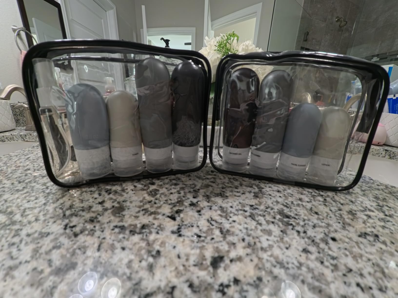 Tocelffe TSA Approved Travel Bottles Set – 18 Piece Leak-Proof Silicone Toiletry Kit with Clear Bag, Refillable Bottles, Jars, Spray Bottle & Accessories for Shampoo, Lotion and Body Wash customer photo 1