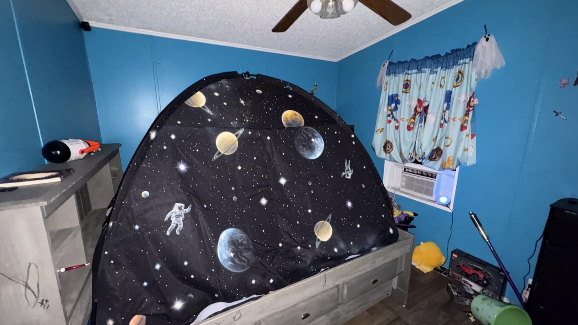 Twin Bed Toddler Canopy Tent, Kids Indoor Canopy Space Galaxy Sleep Tent customer photo 2