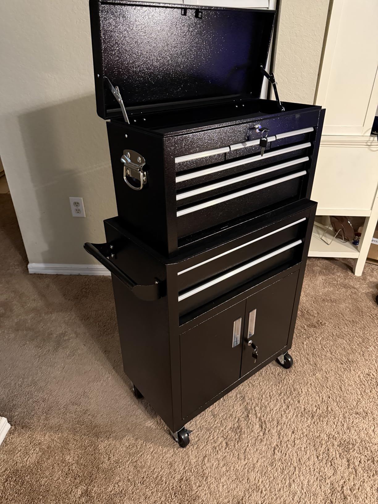 Superday 8 Drawer Rolling Tool Chest with Lock, Tool Storage Cabinet(Black) customer photo 2