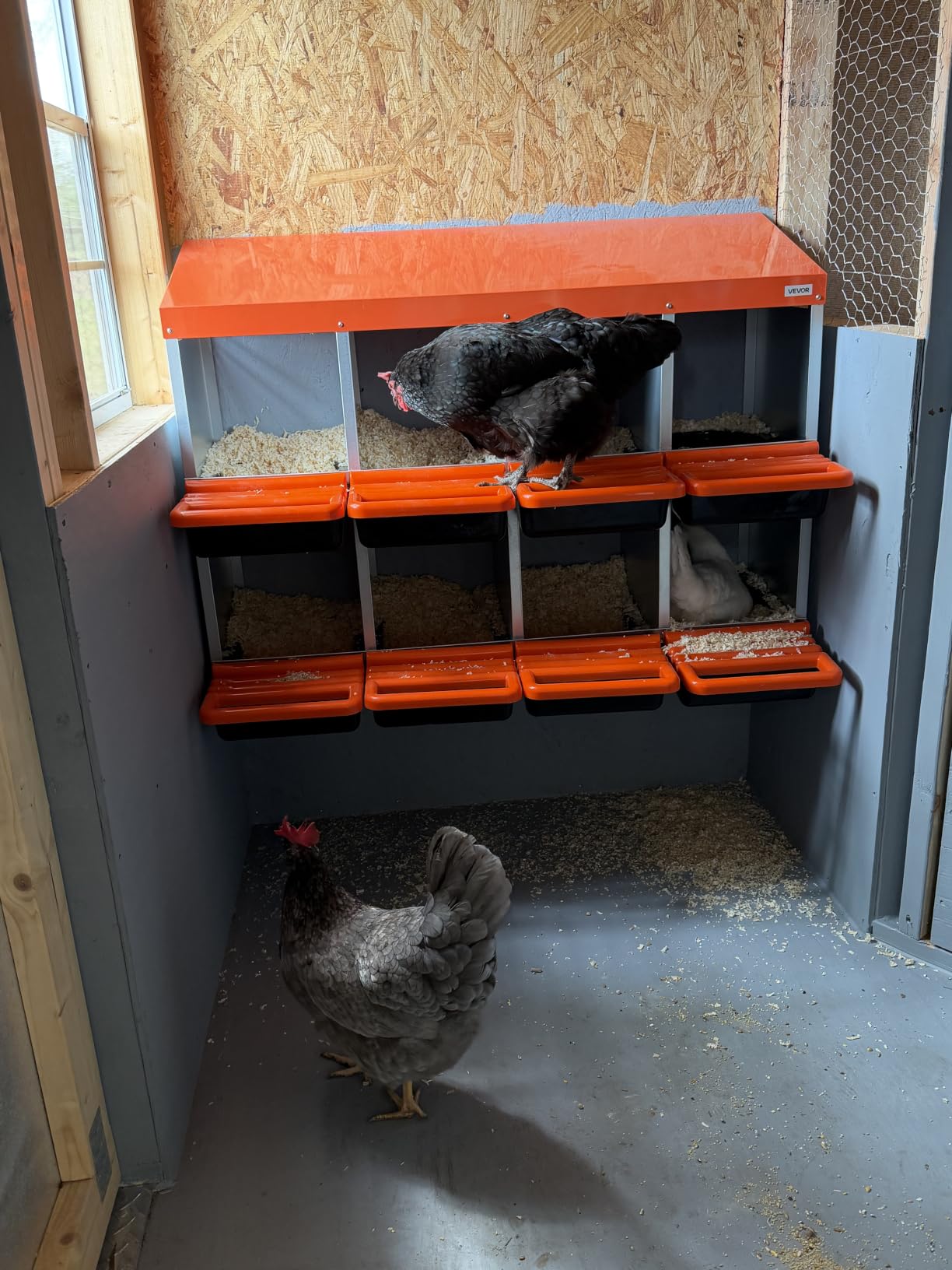 VEVOR 2 Tiers Chicken Nesting Boxes, 6 Compartments, Metal Egg Laying Boxes with Protective Collection Lids, Roll Out Nesting Box, Easy to Assemble, Ideal for Hens, Ducks, Chickens, and Other Poultry customer photo 1