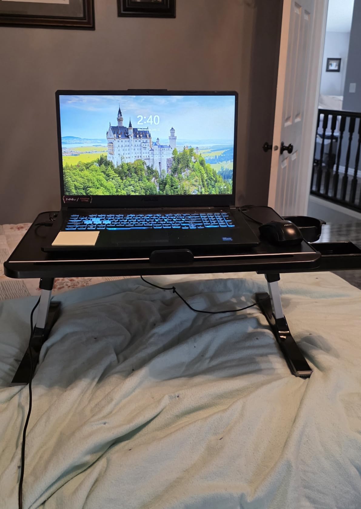 SONGMICS Bed Laptop Desk, Foldable, Adjustable Height, 15.7 x 22 Inches customer photo 1