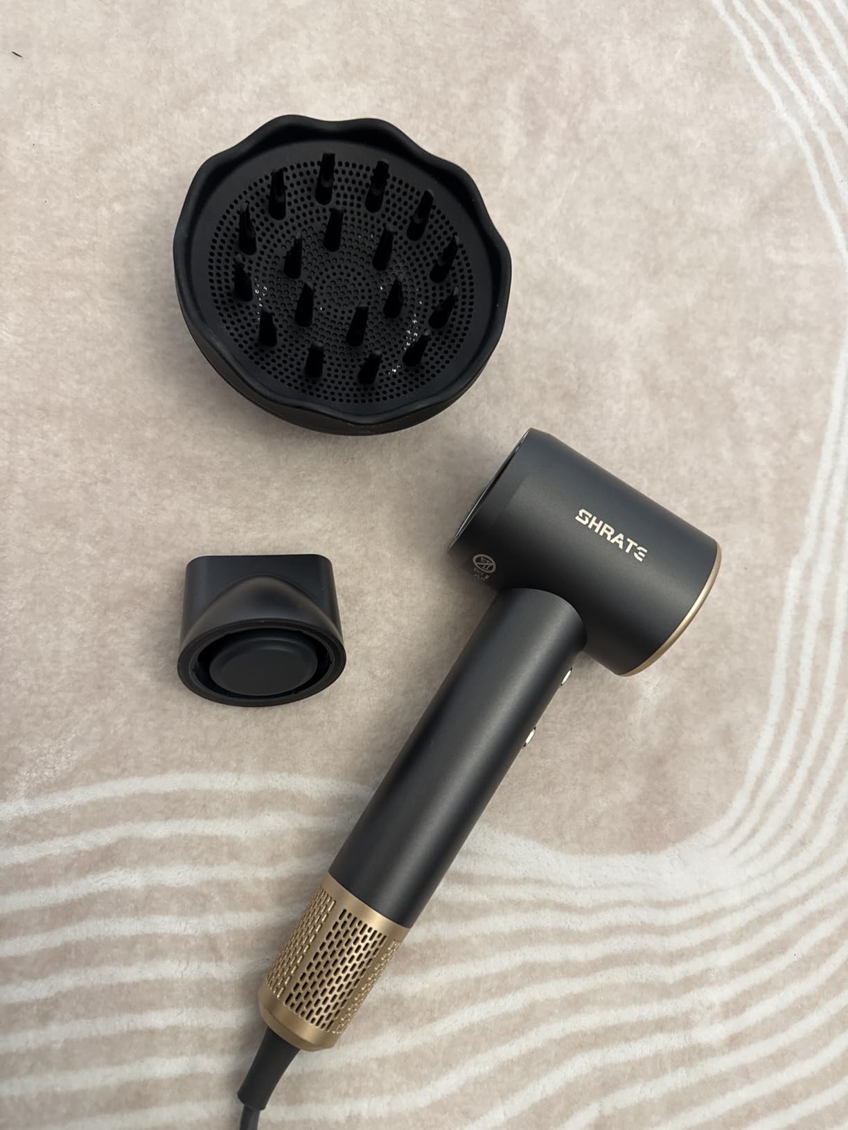 SHRATE Ionic Hair Dryer with Diffuser | Professional Blow Dryer for Curly, Frizzy & All Hair Types | Low Noise & Gentle for Sensitive Hair | Compact & Portable Design for Home, Travel, Women & Men customer photo 2