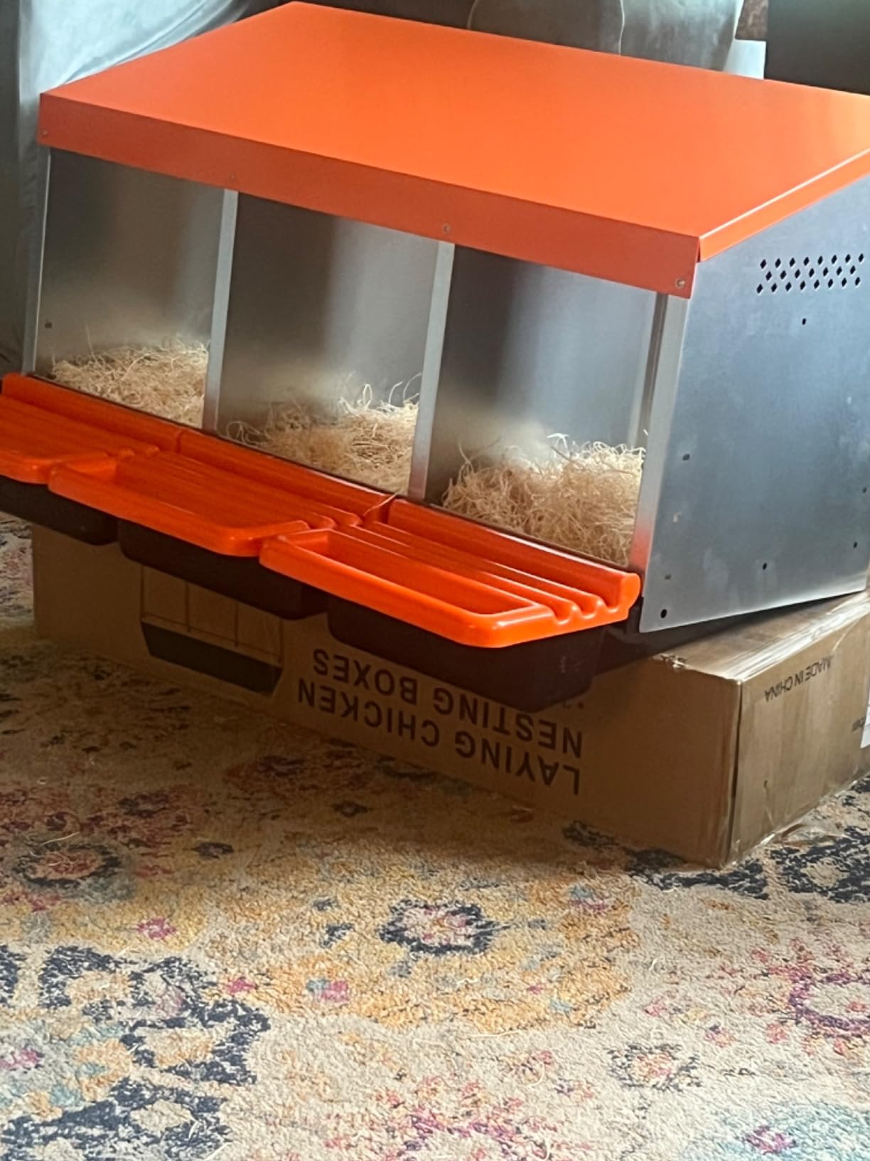 Chicken Nesting Boxes, Roll Away Nest Box for Egg Collector, 4 Holes Orange customer photo 1