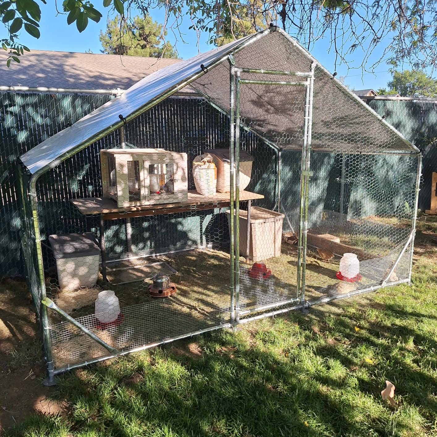 Metal Chicken Coop 7x6.6x6ft Walk-in Poultry Cage for 5-10 Chickens Chicken Run Hen Rabbit Duck House with Waterproof Cover for Outdoor Farm Use customer photo 2