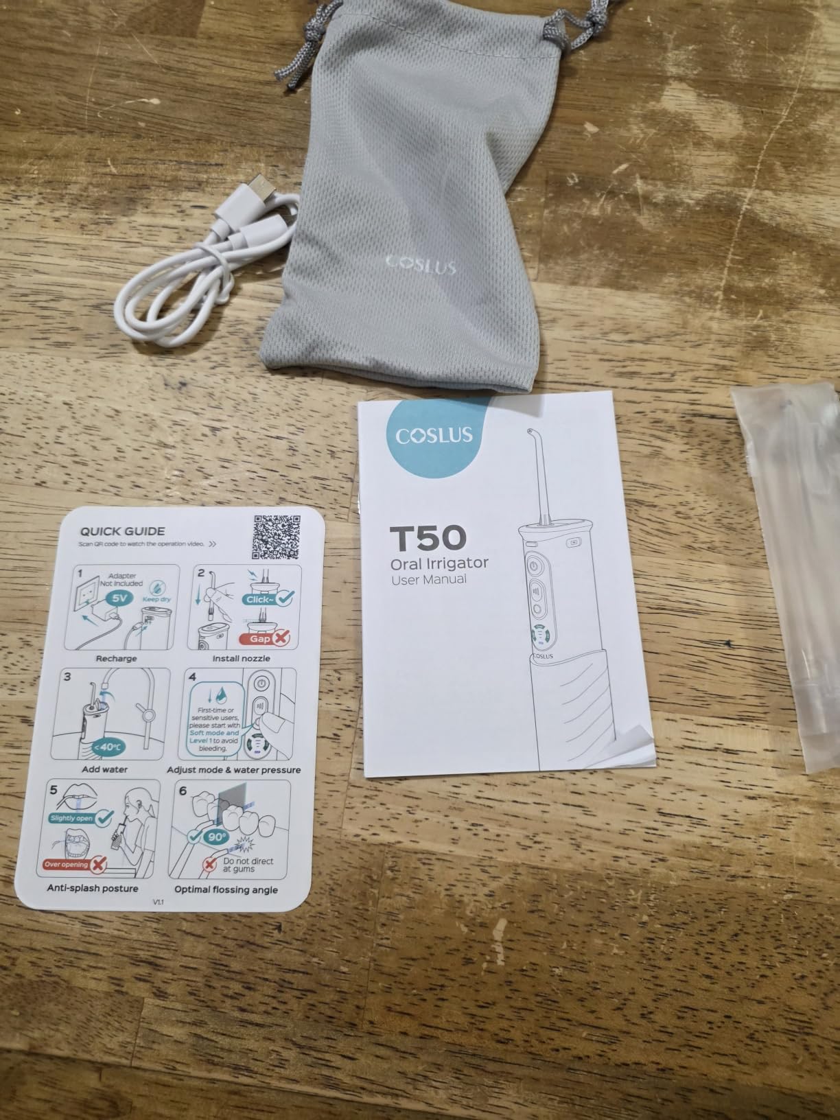 COSLUS T50 Portable Travel Water Dental Flosser with Screen Display, Black customer photo 1